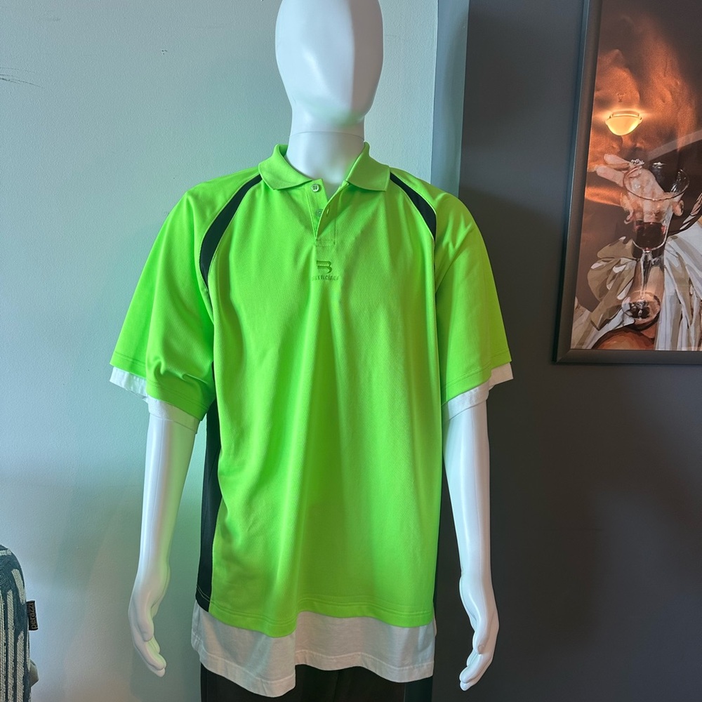 Balenciaga layered oversized polo - neon green